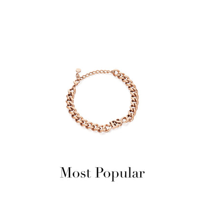 Initial Curb Bracelet (Rose Gold)