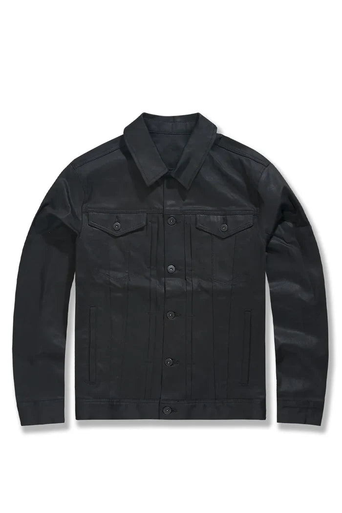BIG MEN'S SMOOTH CRIMINAL DENIM TRUCKER JACKET (JET BLACK)-JJ460