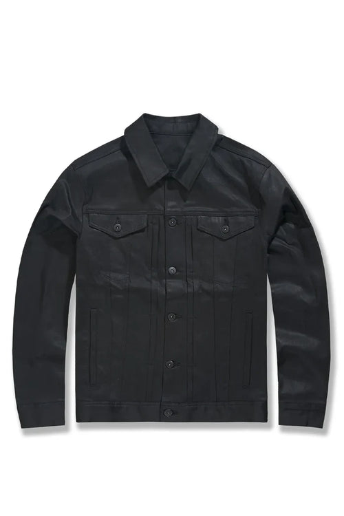 BIG MEN'S SMOOTH CRIMINAL DENIM TRUCKER JACKET (JET BLACK)-JJ460