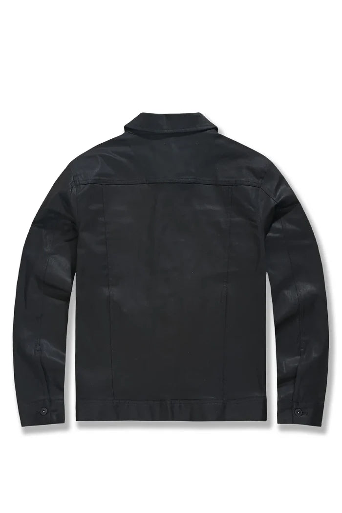 BIG MEN'S SMOOTH CRIMINAL DENIM TRUCKER JACKET (JET BLACK)-JJ460