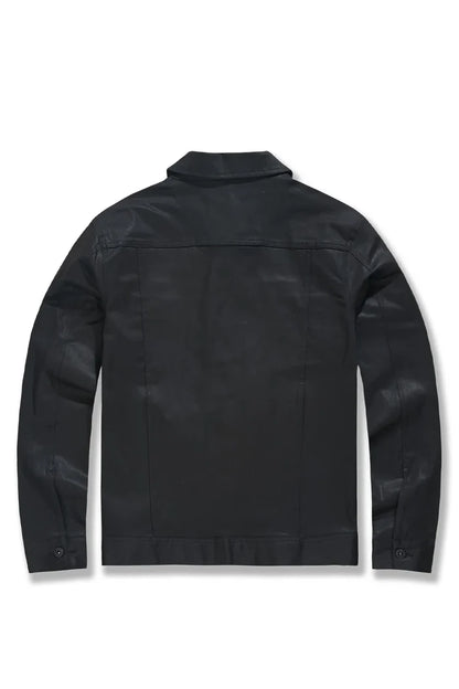 BIG MEN'S SMOOTH CRIMINAL DENIM TRUCKER JACKET (JET BLACK)-JJ460
