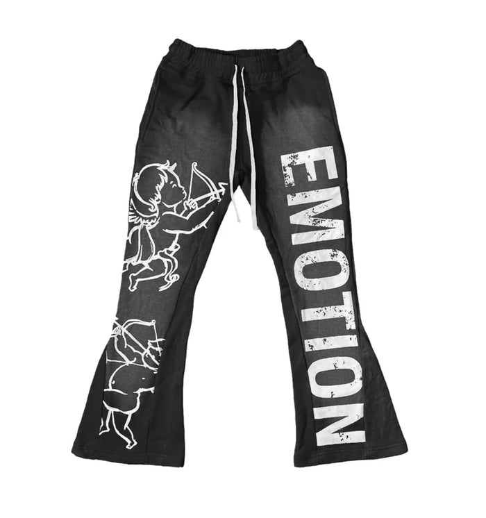 Black “Cupid” Flare Sweatpants MIXED EMOTION