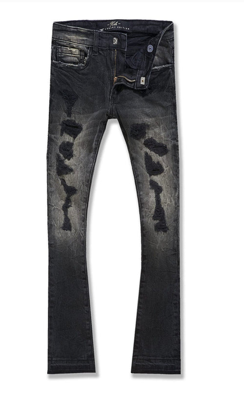 JORDAN CRAIG KIDS STACKED ROCKPORT DENIM (NATURE BLACK)-JTF1167RK