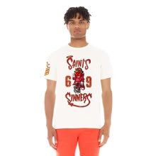 CULT SHORT SLEEVE CREW NECK TEE "SAINTS & SINNERS" IN WINTER WHITE-624A2-K34A