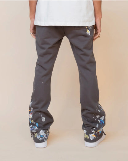 EPTM PAINT SNAP FLARED PANTS - GREY