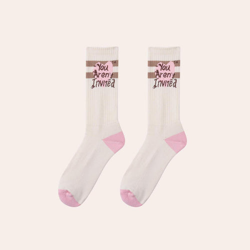 HYDEPARK-Y.A.I. Heart Sock - Off White & Pink