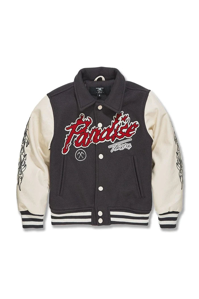 Kids Paradise Tour Varsity Jacket (Off Black)  91632B