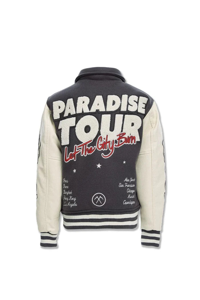 Kids Paradise Tour Varsity Jacket (Off Black)  91632B