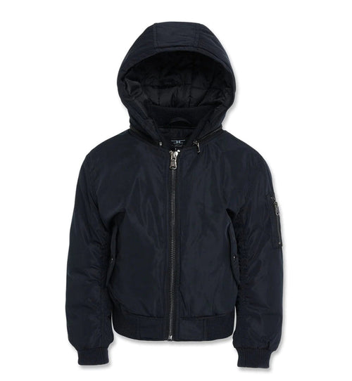 KIDS SQUADRON HOODED BOMBER JACKET (BLACK)-91610K
