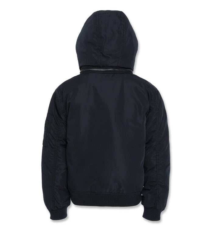KIDS SQUADRON HOODED BOMBER JACKET (BLACK)-91610K