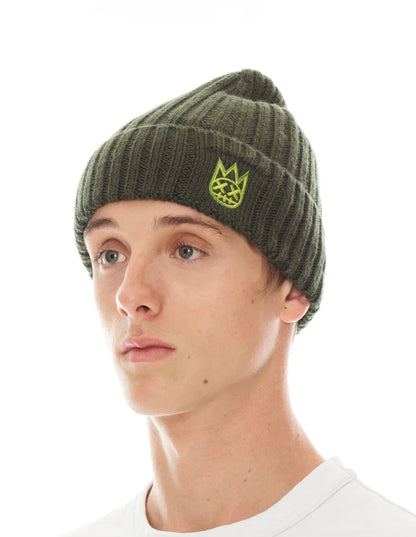 KNIT HAT WITH CLEAN 2 TONE SHIMUCHAN LOGO IN PINE-621B0-CH23