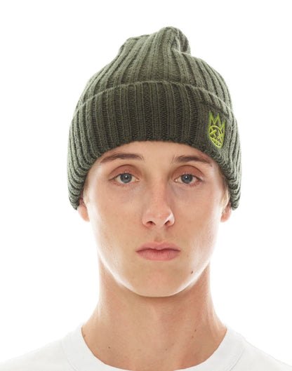 KNIT HAT WITH CLEAN 2 TONE SHIMUCHAN LOGO IN PINE-621B0-CH23