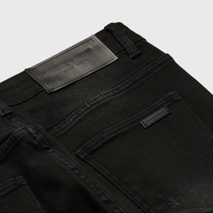 LETTERMAN DENIM BLACK WITH YELLOW LETTERS-HOMME+FEME