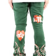 LOVE KLEEP-MEDUSA Heavy weight brushed graphic skinny flare stacked pants-KMP-7910