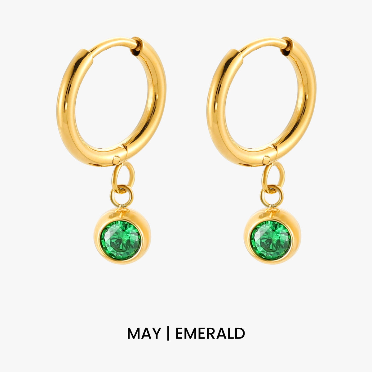 Birthstone Charm Hoops