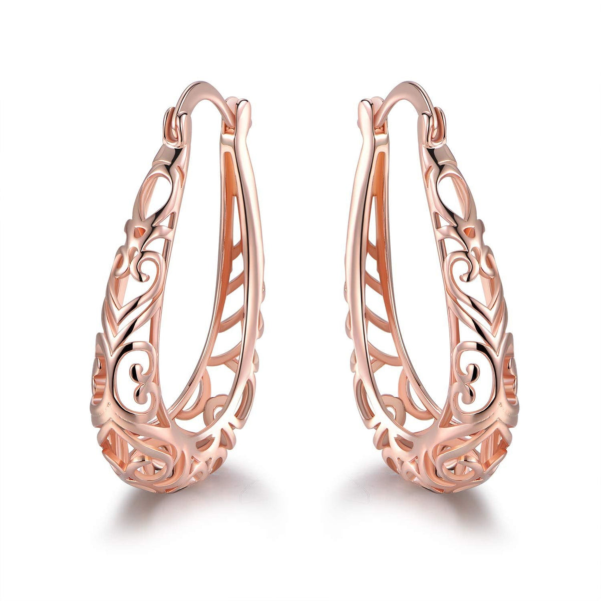 18K Gold Plated Filigree Hoop Earrings