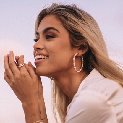 18K Gold Plated Multi-Colored Ball Hoop Earrings
