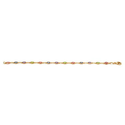 18k Gold Plated Lite Multi Colored Oval Crystal Bracelet