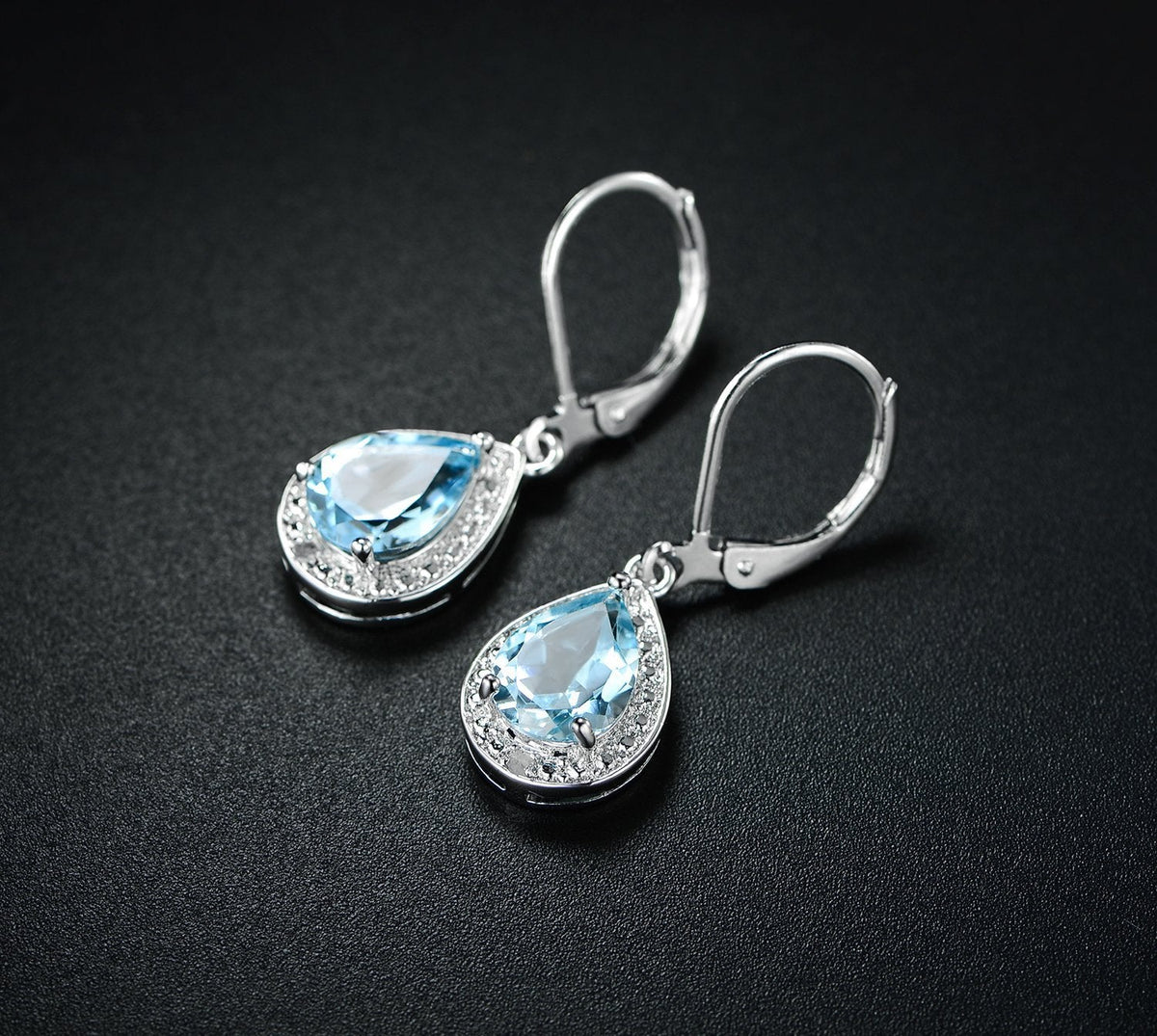 18K White Gold Plated Crystal Teardrop Earrings