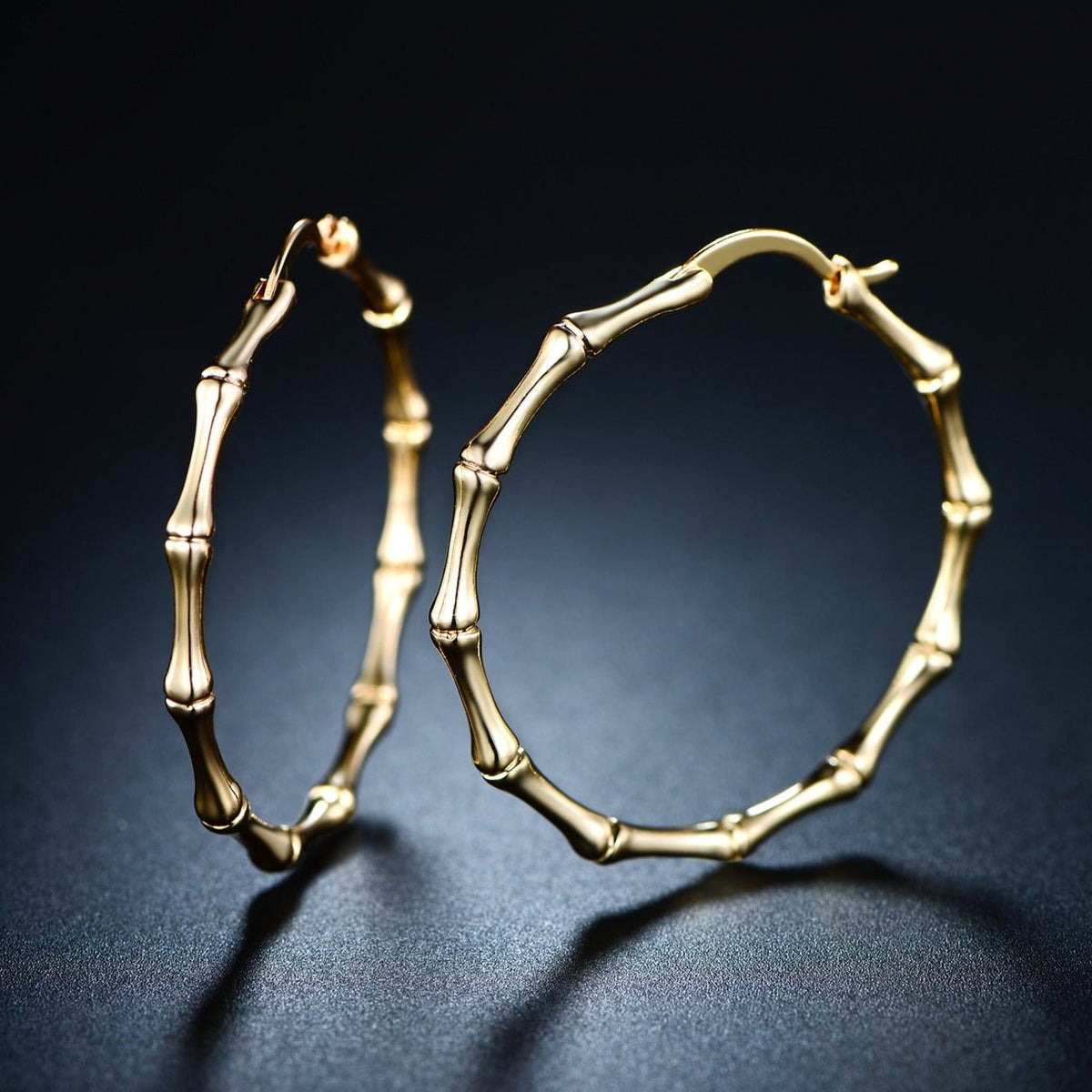 18K Gold Plated Bamboo Hoop Earrings