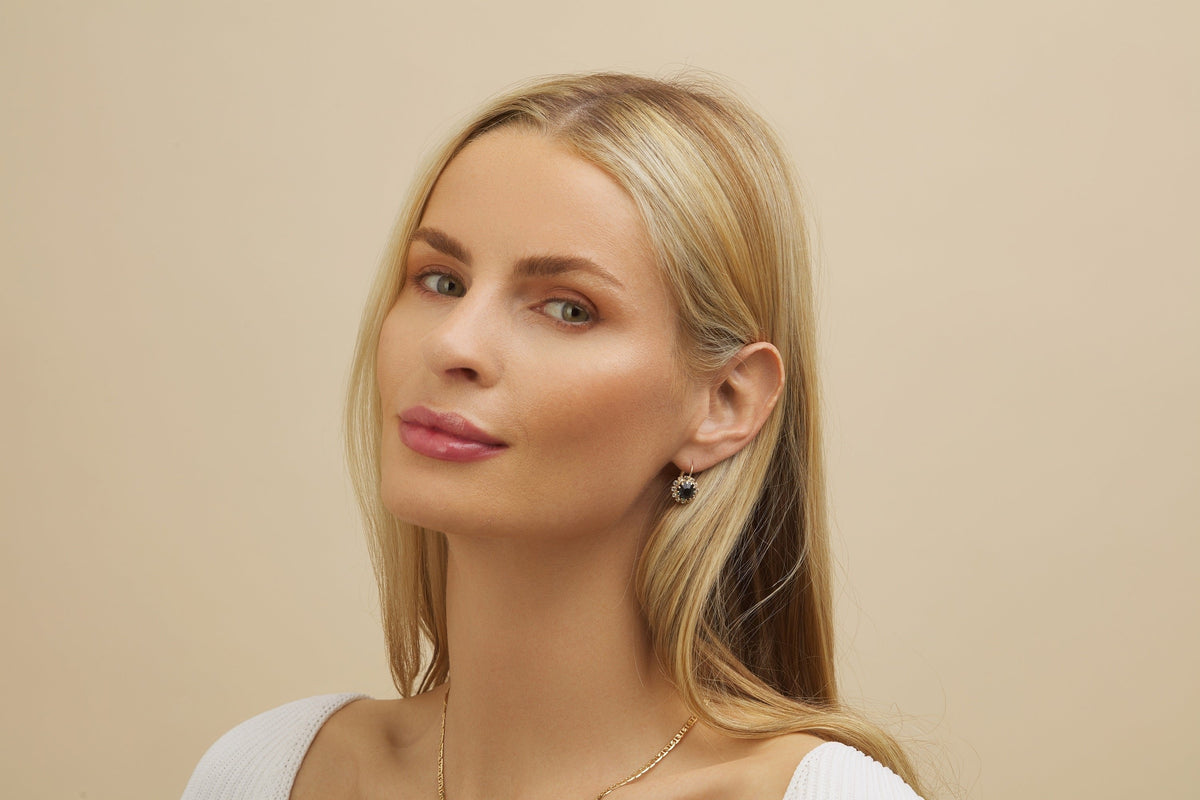 18K Gold Plated Crystal Flower Huggie Earrings