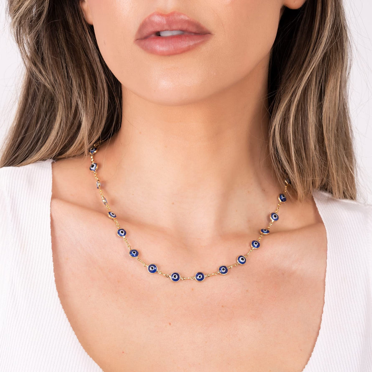 Barzel 18K Gold Plated Evil Eye Necklace - Made In Brazil