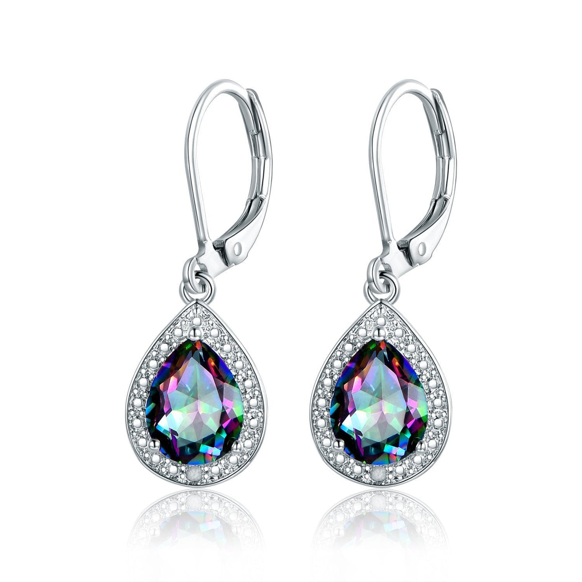 18K White Gold Plated Crystal Teardrop Earrings