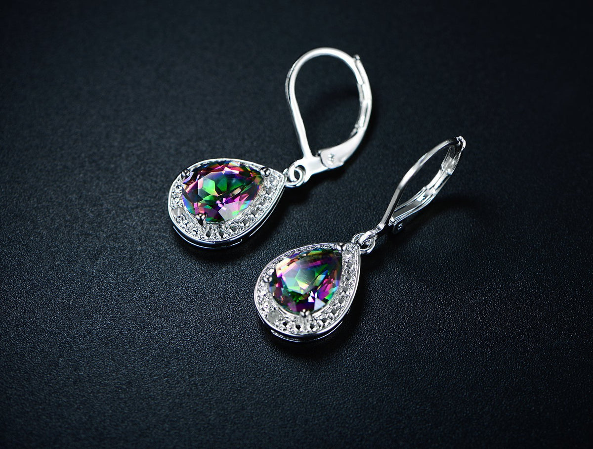 18K White Gold Plated Crystal Teardrop Earrings