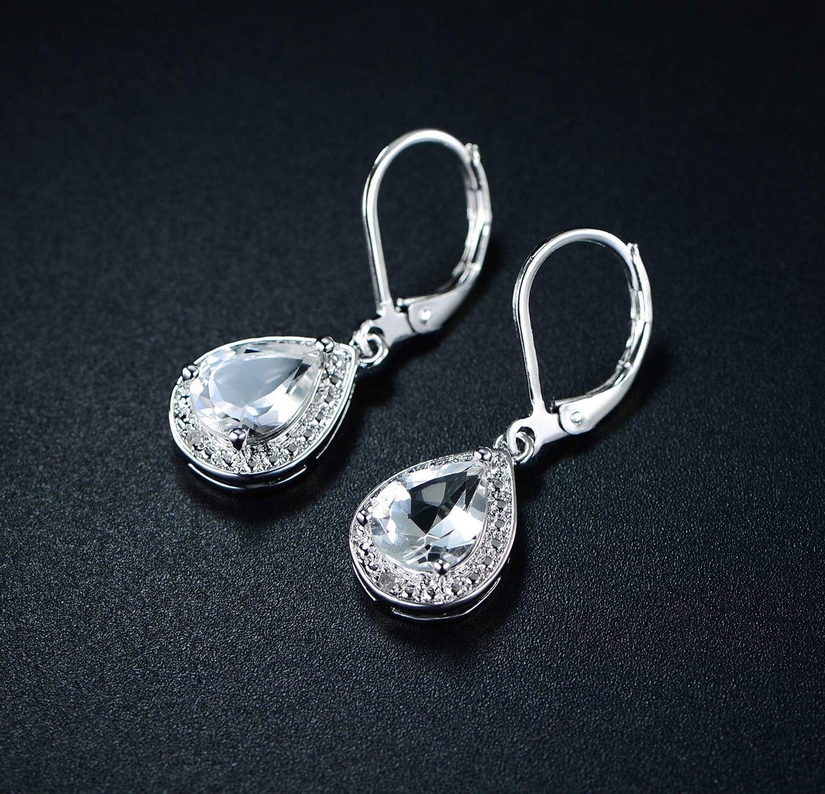 18K White Gold Plated Crystal Teardrop Earrings