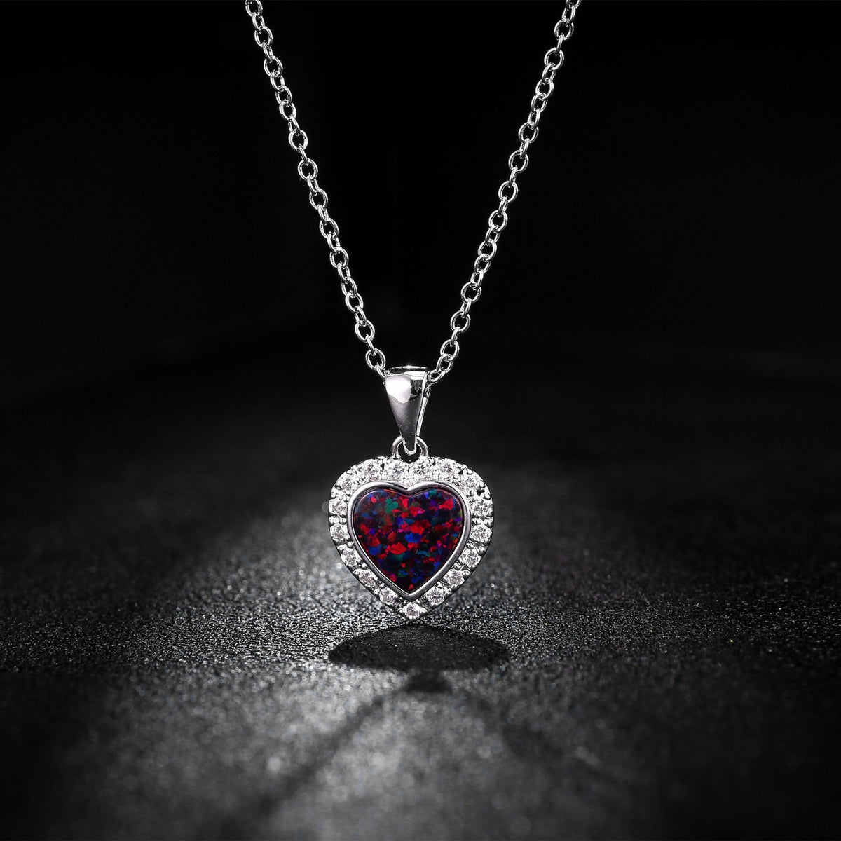 18K White Gold Plated Crystal Heart Necklace