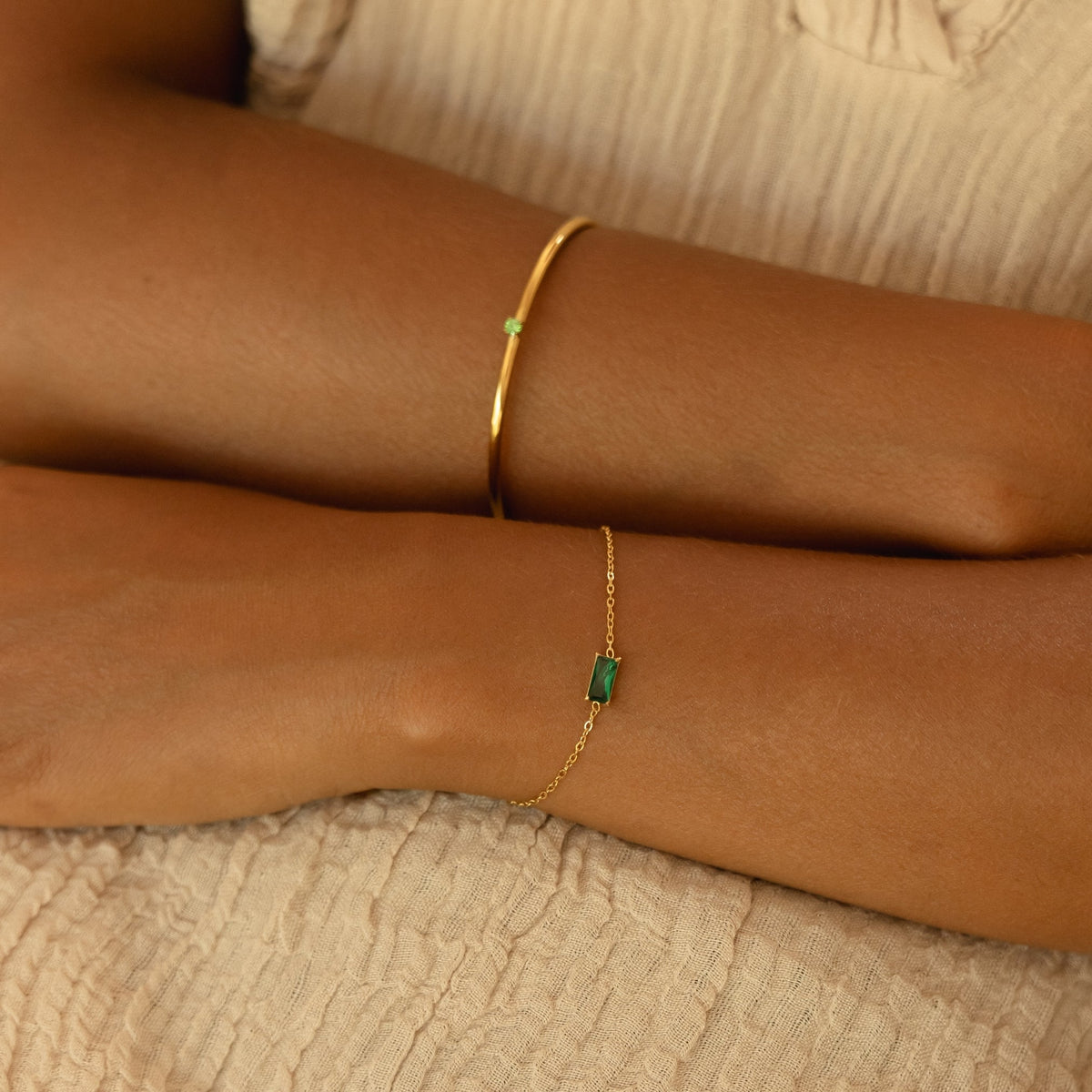 Thin Emerald Cuff
