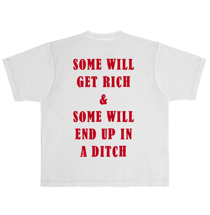 NOVEMBER REINE-"GHOST TOWN" HEAVYWEIGHT LUXURY T-SHIRT GREY AND RED