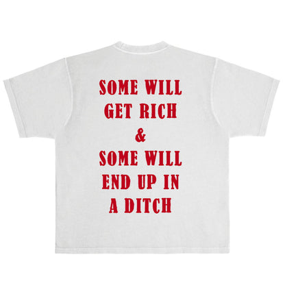 NOVEMBER REINE-"GHOST TOWN" HEAVYWEIGHT LUXURY T-SHIRT GREY AND RED