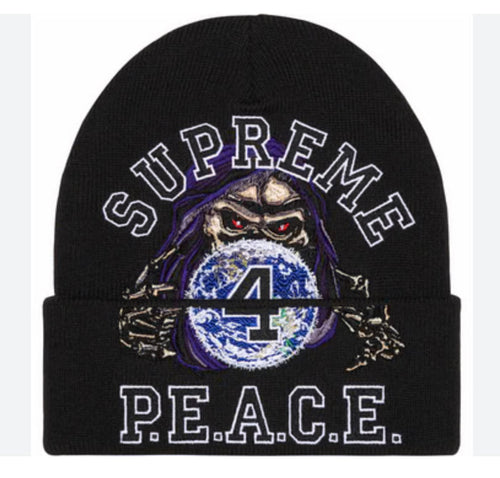 Peace Embroidered Beanie Black-FW223BN48