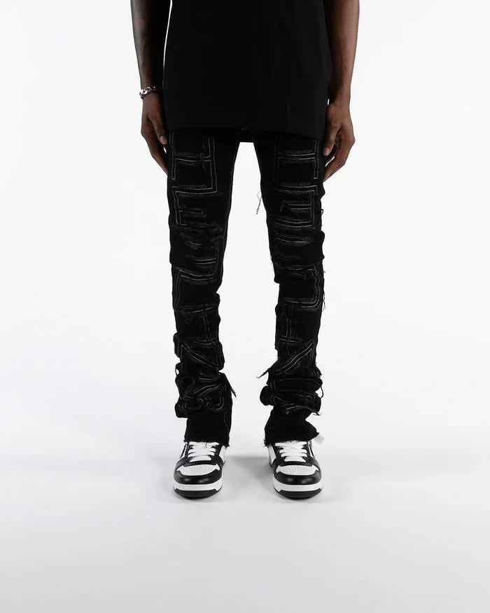 PHEELINGS INSPIRED BY FLARE STACK DENIM (BLACK)-PH-SS23-76