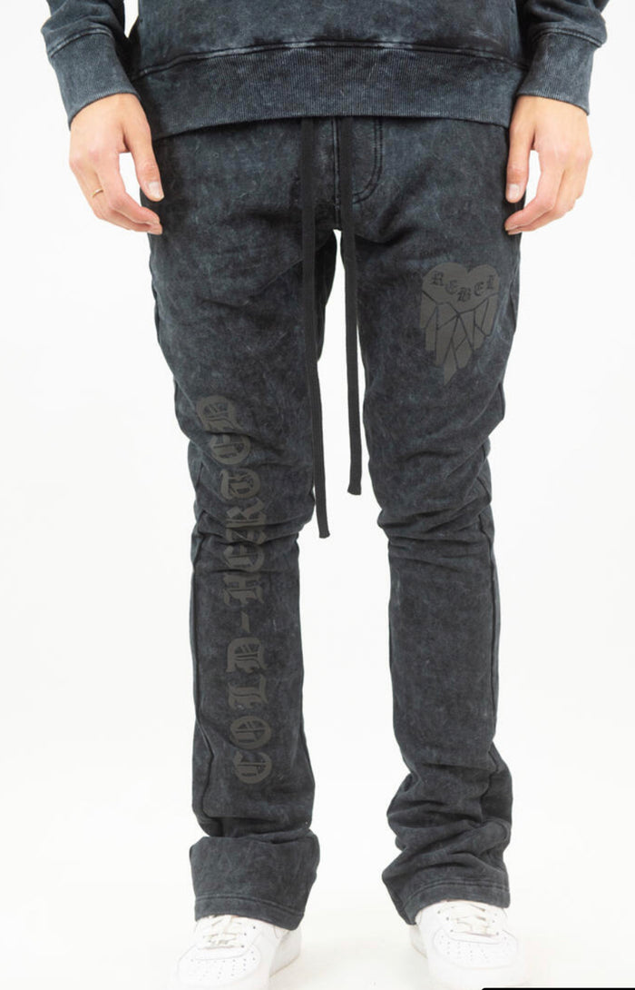 Rebel Minds -COLD HEARTED STACKED FLEECE PANTS 132-424