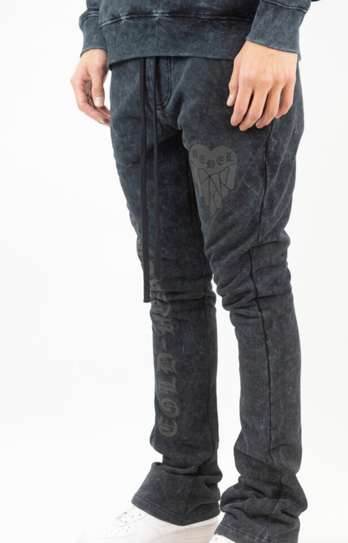 Rebel Minds -COLD HEARTED STACKED FLEECE PANTS 132-424