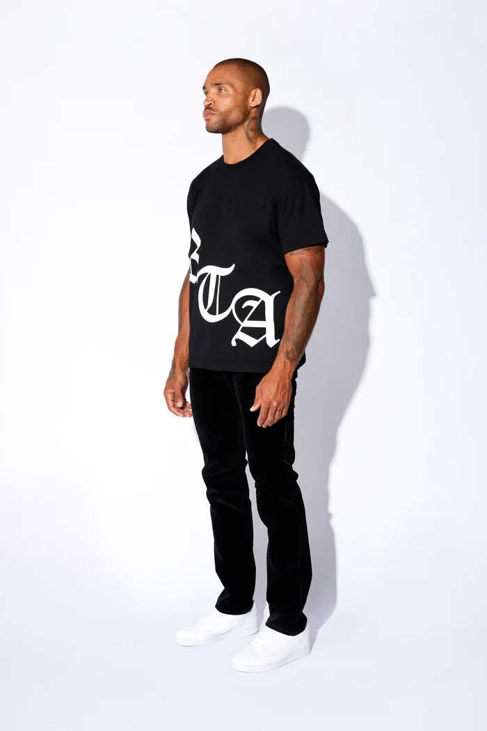 RTA-SHORT SLEEVE TEE | BLACK WHITE OLD ENGLISH-MU23K621-T1786BKWRO