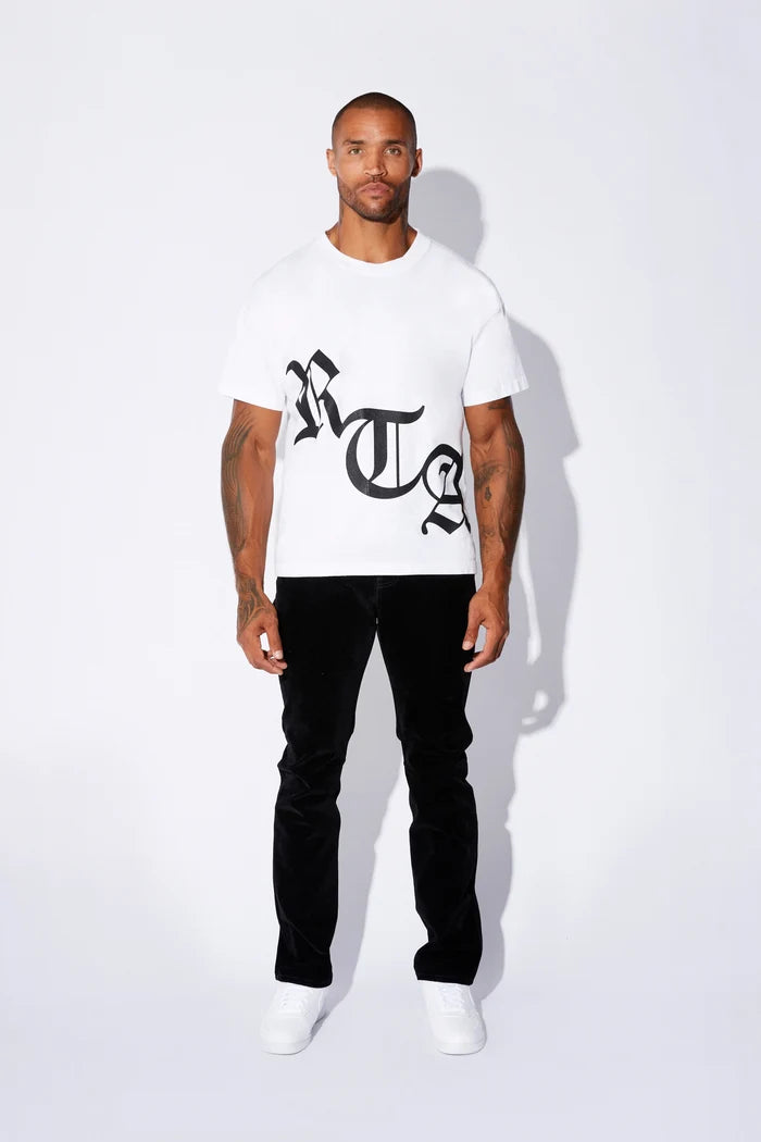 RTA-SHORT SLEEVE TEE | WHITE BLACK OLD ENGLISH-MU23K621-T1786BKWRO