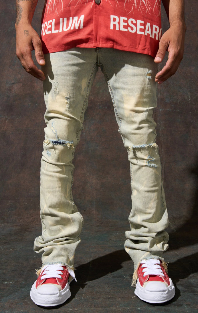 SERENDE-"SULFUR" STACKED JEANS