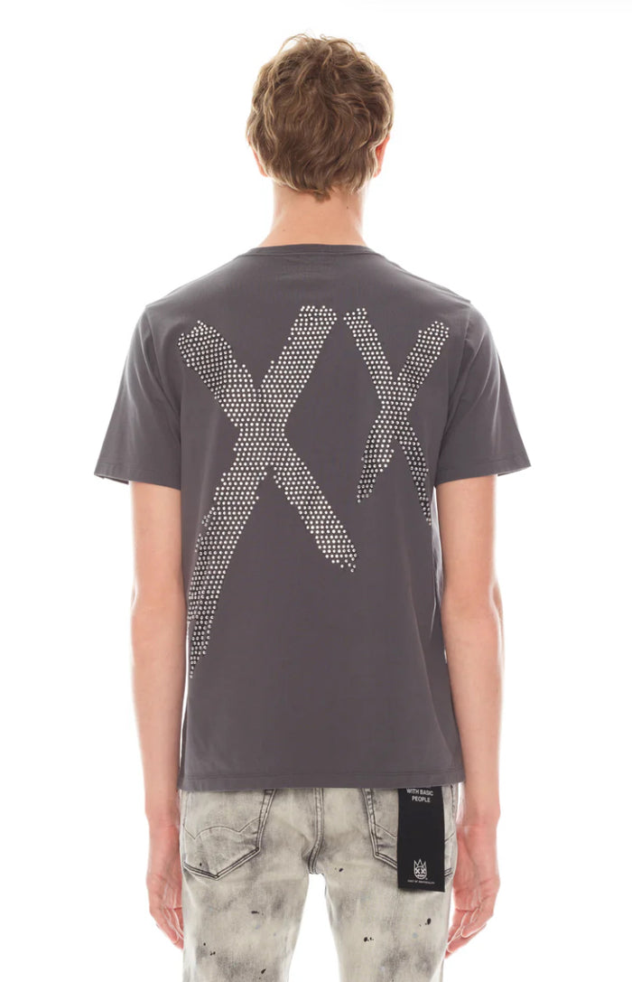 SHORT SLEEVE CREW NECK TEE 26/1'S "XX" IN CHARCOAL