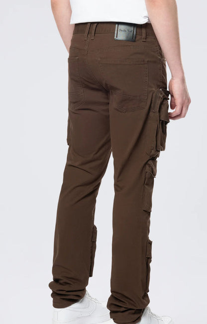 SMOKE RISE-Long Slim 5 Pocket Cargo Twill Pants - Bison-JP24539