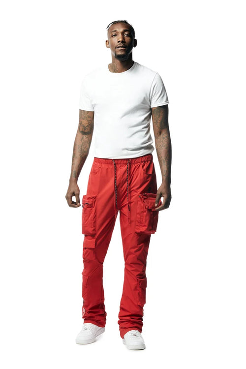 Stacked Windbreaker Utility Pants - Red-WP23585