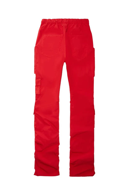 Stacked Windbreaker Utility Pants - Red-WP23585