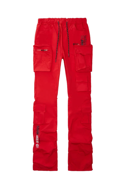 Stacked Windbreaker Utility Pants - Red-WP23585
