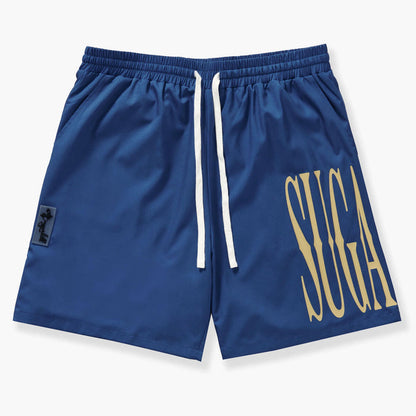 SUGARHILL-DECO" POLYESTER SHORTS (NAVY BLUE)-SH24-SPR2-24