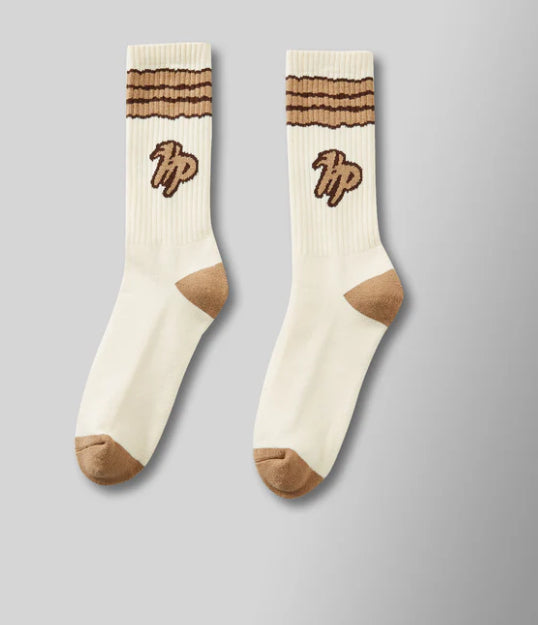 Wavy Sock - Cream & Brown & Dark Brown