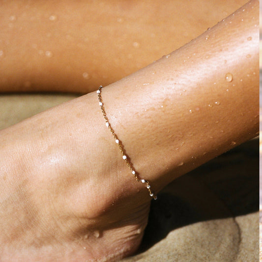 White Beaded Anklet