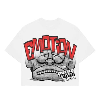 White “Monster” Cropped Tee MIXED EMOTION