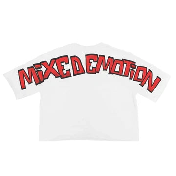 White “Monster” Cropped Tee MIXED EMOTION